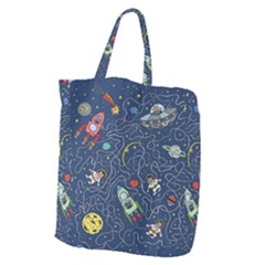 Cat-cosmos-cosmonaut-rocket Giant Grocery Tote by Wav3s