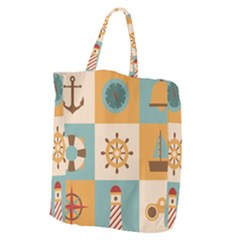 Nautical-elements-collection Giant Grocery Tote by Wav3s