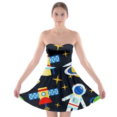 Space Seamless Pattern Strapless Bra Top Dress by Wav3s