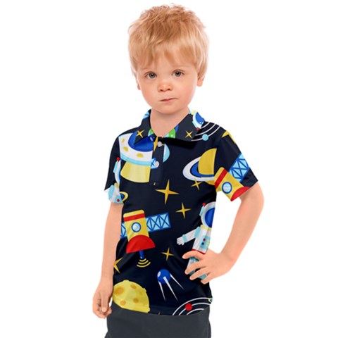 Space Seamless Pattern Kids  Polo Tee by Wav3s