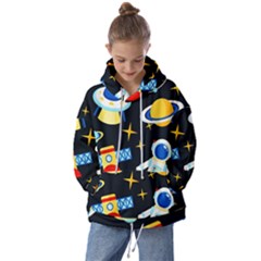 Space Seamless Pattern Kids  Oversized Hoodie by Wav3s