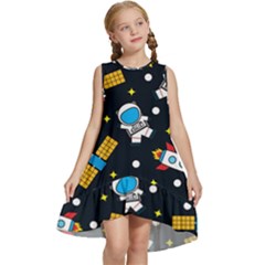 Seamless-adventure-space-vector-pattern-background Kids  Frill Swing Dress by Wav3s