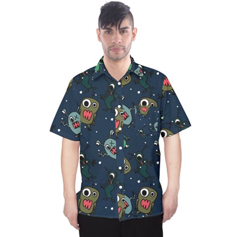 Monster-alien-pattern-seamless-background Men s Hawaii Shirt by Wav3s