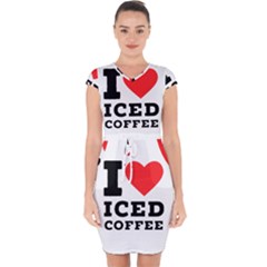 I Love Iced Coffee Capsleeve Drawstring Dress  by ilovewhateva