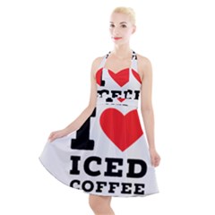 I Love Iced Coffee Halter Party Swing Dress  by ilovewhateva