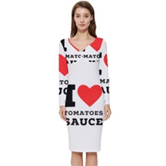 I Love Tomatoes Sauce Long Sleeve V-neck Bodycon Dress  by ilovewhateva