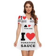 I Love Tomatoes Sauce V-neck High Waist Chiffon Mini Dress by ilovewhateva