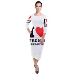 I Love French Breakfast  Quarter Sleeve Midi Velour Bodycon Dress by ilovewhateva