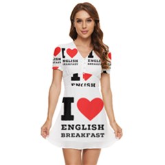 I Love English Breakfast  V-neck High Waist Chiffon Mini Dress by ilovewhateva