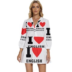 I Love English Breakfast  V-neck Placket Mini Dress by ilovewhateva