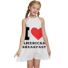 I Love American Breakfast Kids  Halter Collar Waist Tie Chiffon Dress by ilovewhateva