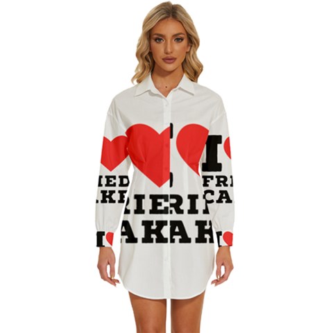 I Love Fried Cake  Womens Long Sleeve Shirt Dress by ilovewhateva