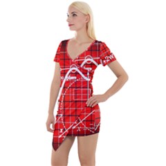 Geometry Mathematics Cube Short Sleeve Asymmetric Mini Dress by Ndabl3x