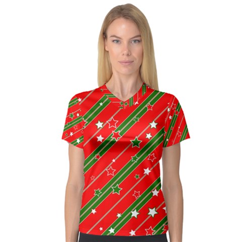 Christmas Paper Star Texture V-neck Sport Mesh Tee by Ndabl3x