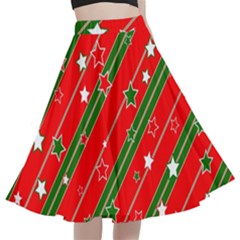 Christmas Paper Star Texture A-line Full Circle Midi Skirt With Pocket by Ndabl3x