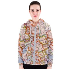 Map Europe Globe Countries States Women s Zipper Hoodie by Ndabl3x