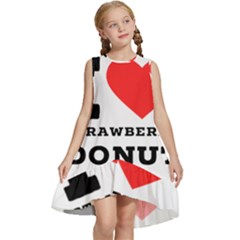 I Love Strawberry Donut Kids  Frill Swing Dress by ilovewhateva