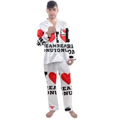 I Love Cream Donut  Men s Long Sleeve Satin Pajamas Set by ilovewhateva