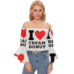 I Love Cream Donut  Off Shoulder Flutter Bell Sleeve Top by ilovewhateva