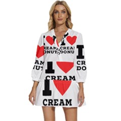 I Love Cream Donut  V-neck Placket Mini Dress by ilovewhateva