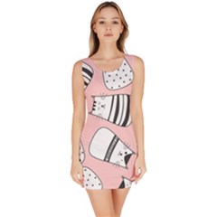 Cute Cats Cartoon Seamless-pattern Bodycon Dress by Vaneshart