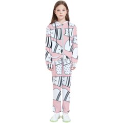 Cute Cats Cartoon Seamless-pattern Kids  Tracksuit by Vaneshart