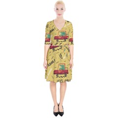 Childish-seamless-pattern-with-dino-driver Wrap Up Cocktail Dress by Vaneshart