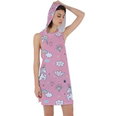 Cute-unicorn-seamless-pattern Racer Back Hoodie Dress by Vaneshart