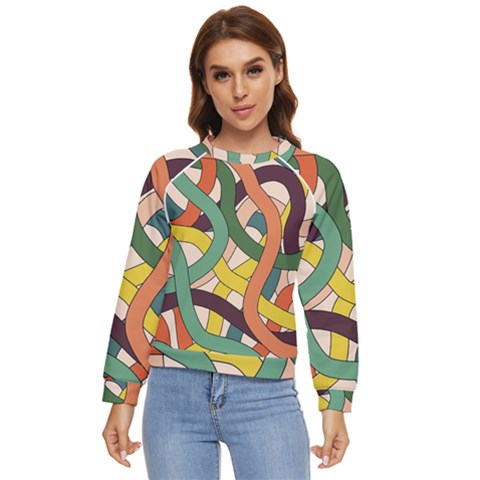 Snake Stripes Intertwined Abstract Women s Long Sleeve Raglan Tee by Vaneshop