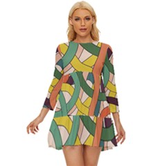 Snake Stripes Intertwined Abstract Long Sleeve Babydoll Dress by Vaneshop