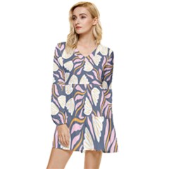 Flowers Pattern Floral Pattern Tiered Long Sleeve Mini Dress by Vaneshop