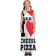 I Love Cheese Pizza Kids  Satin Sleeveless Maxi Dress by ilovewhateva