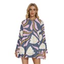 Flowers Pattern Floral Pattern Round Neck Long Sleeve Bohemian Style Chiffon Mini Dress View1