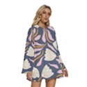 Flowers Pattern Floral Pattern Round Neck Long Sleeve Bohemian Style Chiffon Mini Dress View3