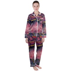 Pink Texture Resin Women s Long Sleeve Satin Pajamas Set	 by Vaneshop