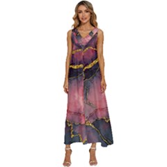 Pink Texture Resin V-neck Sleeveless Loose Fit Overalls by Vaneshop