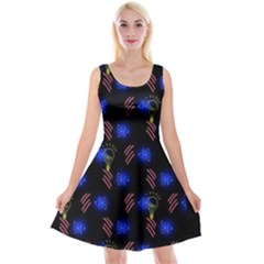 Background Pattern Graphic Reversible Velvet Sleeveless Dress by Vaneshop