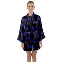 Background Pattern Graphic Long Sleeve Satin Kimono by Vaneshop