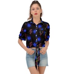 Background Pattern Graphic Tie Front Shirt  by Vaneshop