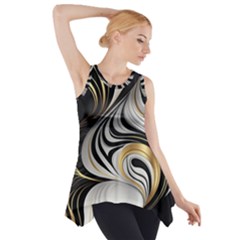 Pattern Gold Marble Side Drop Tank Tunic by Vaneshop