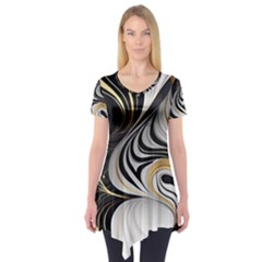 Pattern Gold Marble Short Sleeve Tunic  by Vaneshop