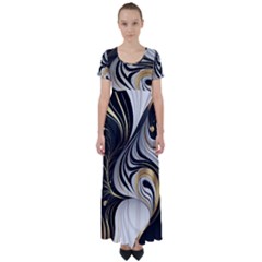 Pattern Gold Marble High Waist Short Sleeve Maxi Dress by Vaneshop