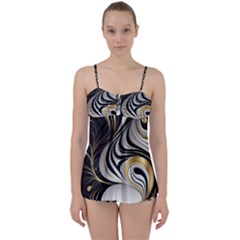 Pattern Gold Marble Babydoll Tankini Set by Vaneshop