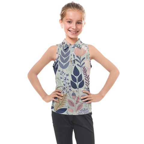 Flower Floral Pastel Kids  Sleeveless Polo Tee by Vaneshop