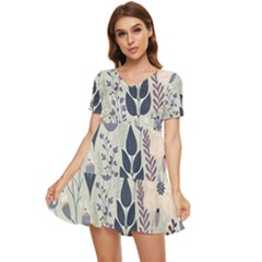 Flower Floral Pastel Tiered Short Sleeve Babydoll Dress by Vaneshop