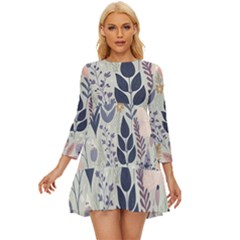 Flower Floral Pastel Long Sleeve Babydoll Dress by Vaneshop