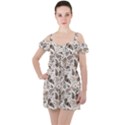 Paisley Pattern Background Graphic Ruffle Cut Out Chiffon Playsuit View1