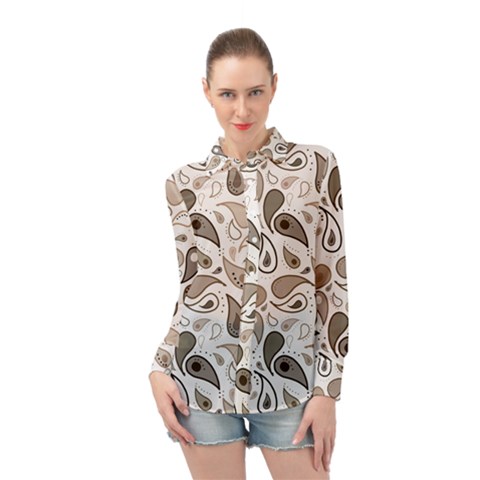 Paisley Pattern Background Graphic Long Sleeve Chiffon Shirt by Vaneshop