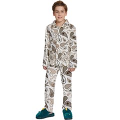 Paisley Pattern Background Graphic Kids  Long Sleeve Velvet Pajamas Set by Vaneshop