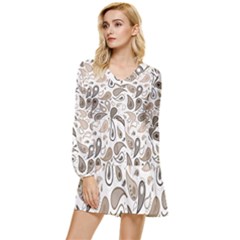 Paisley Pattern Background Graphic Tiered Long Sleeve Mini Dress by Vaneshop